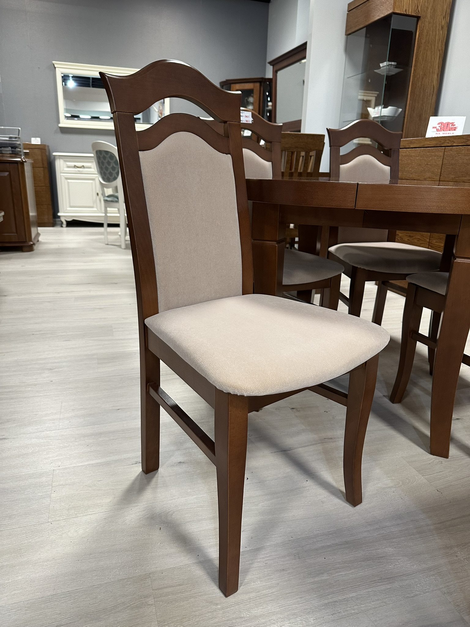 Stół klasyczny okrągły Ø100cm+2x40cm + zestaw krzeseł